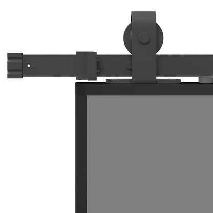 Sliding Door with Hardware Set Black 76x205 cm Tempered Glass