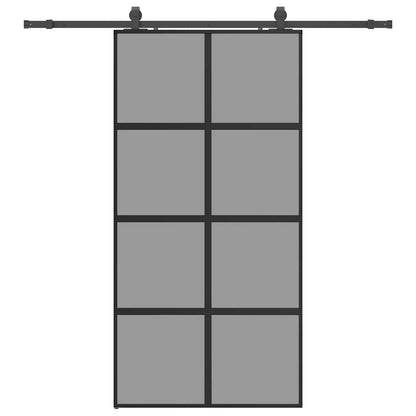 Sliding Door with Hardware Set Black 102.5x205 cm Tempered Glass