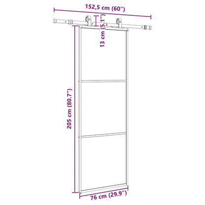 Sliding Door with Hardware Set Black 76x205 cm ESG Glass