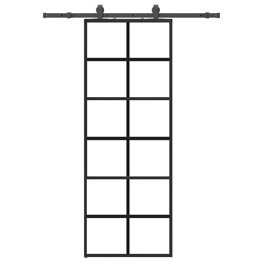 Sliding Door with Hardware Set Black 76x205 cm ESG Glass
