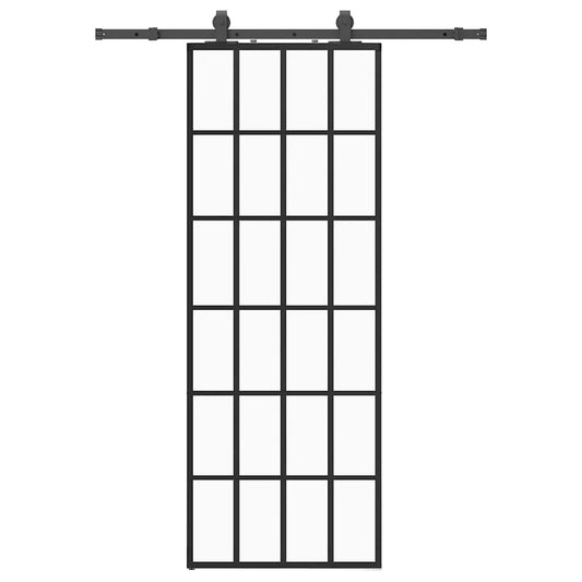 Sliding Door with Hardware Set Black 76x205 cm ESG Glass