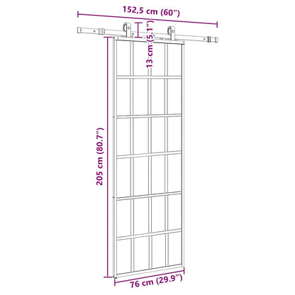 Sliding Door with Hardware Set Black 76x205 cm ESG Glass