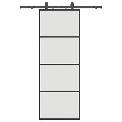 Sliding Door with Hardware Set Black 76x205 cm ESG Glass