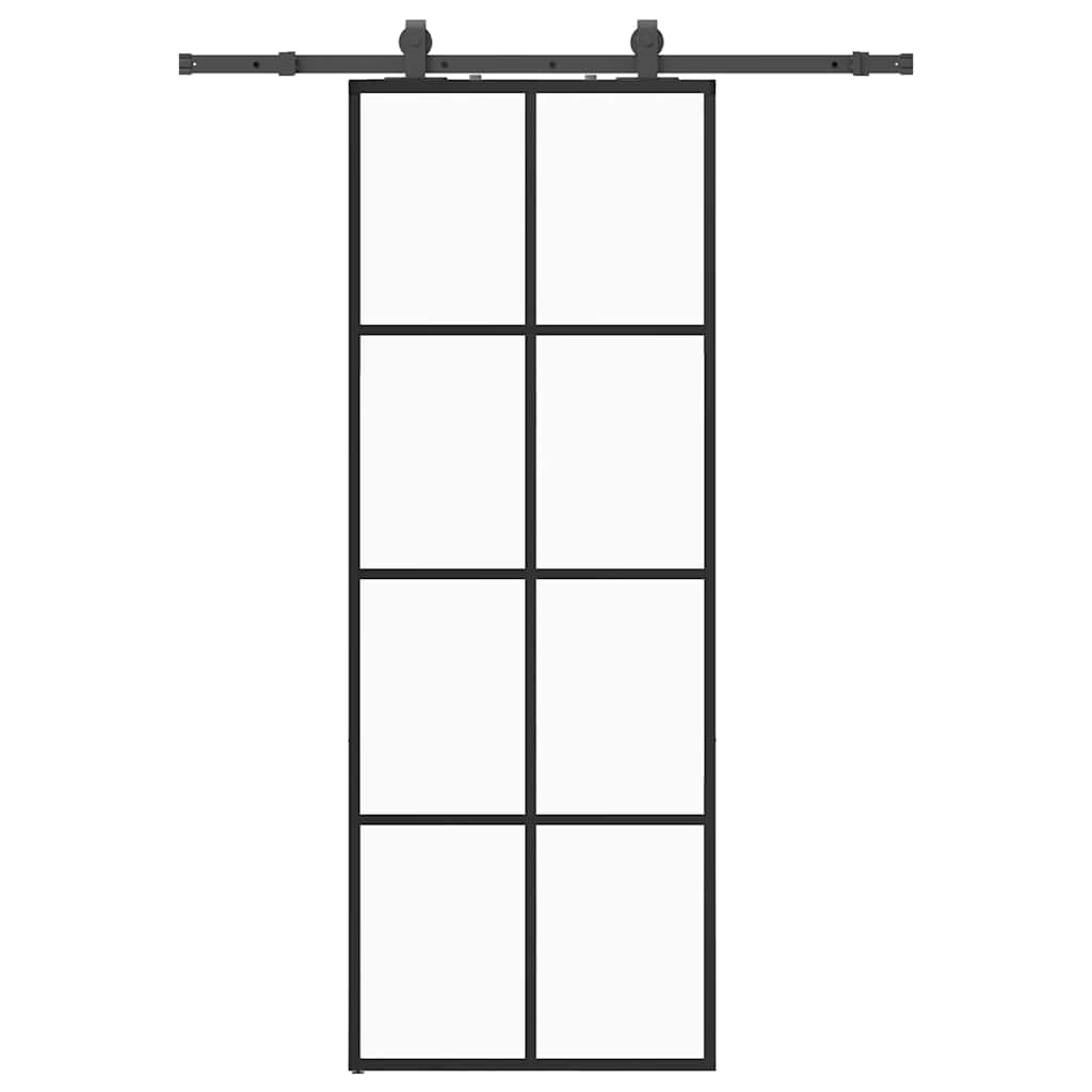 Sliding Door with Hardware Set Black 76x205 cm ESG Glass