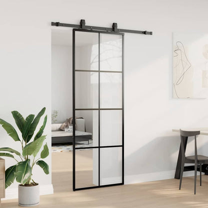 Sliding Door with Hardware Set Black 76x205 cm ESG Glass