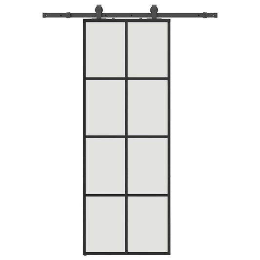 Sliding Door with Hardware Set Black 76x205 cm ESG Glass