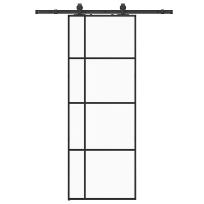 Sliding Door with Hardware Set Black 76x205 cm ESG Glass