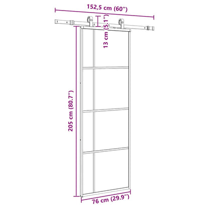 Sliding Door with Hardware Set Black 76x205 cm ESG Glass
