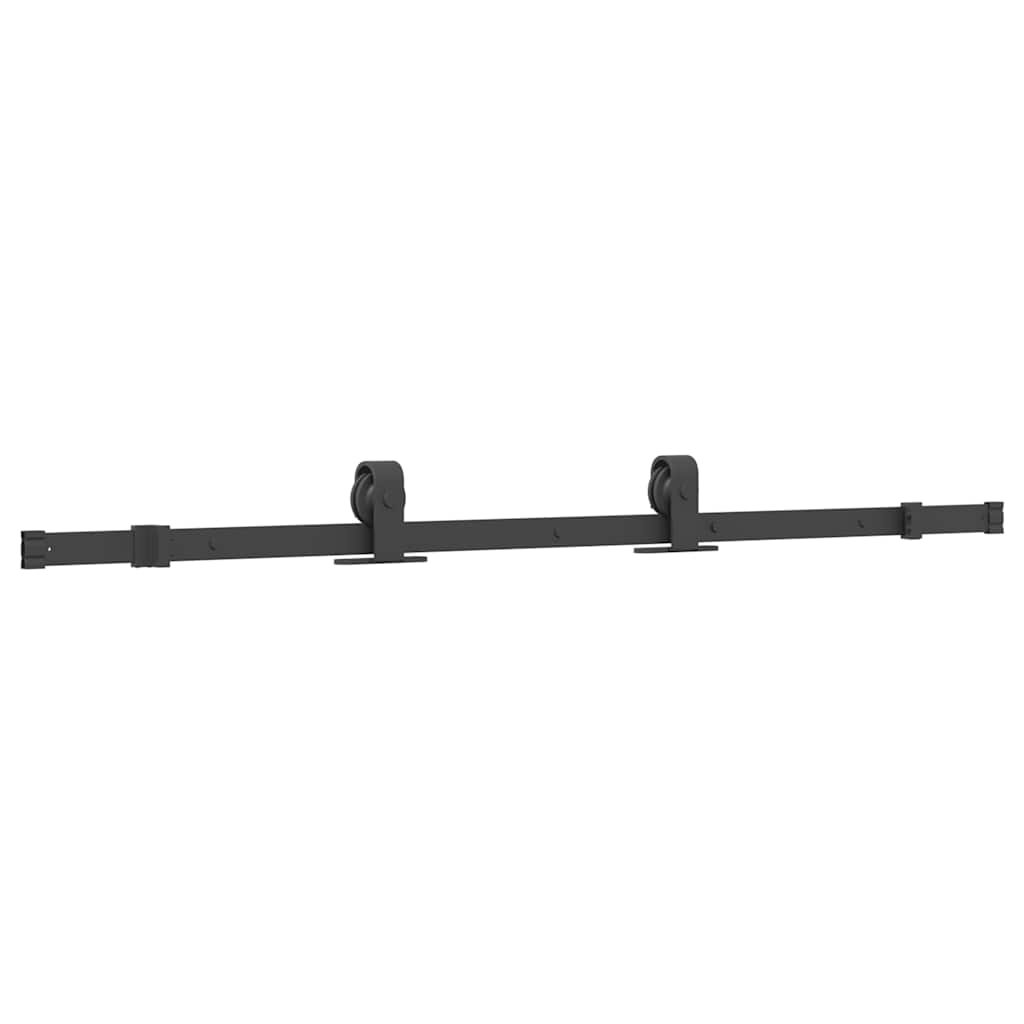 Sliding Door with Hardware Set Black 76x205 cm Tempered Glass