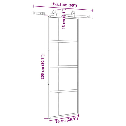 Sliding Door with Hardware Set Black 76x205 cm Tempered Glass