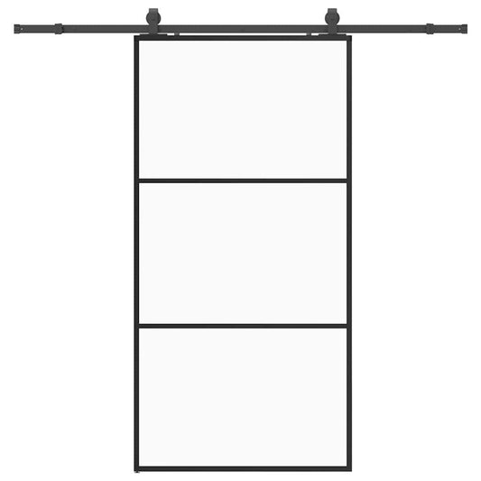 Sliding Door with Hardware Set Black 102x205 cm ESG Glass