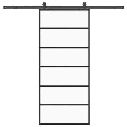 Sliding Door with Hardware Set Black 90x205 cm ESG Glass