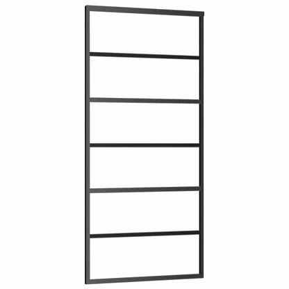 Sliding Door with Hardware Set Black 90x205 cm ESG Glass