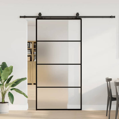 Sliding Door with Hardware Set Black 102x205 cm ESG Glass