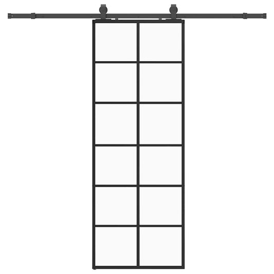 Sliding Door with Hardware Set Black 76x205 cm ESG Glass