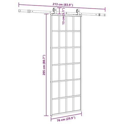 Sliding Door with Hardware Set Black 76x205 cm ESG Glass