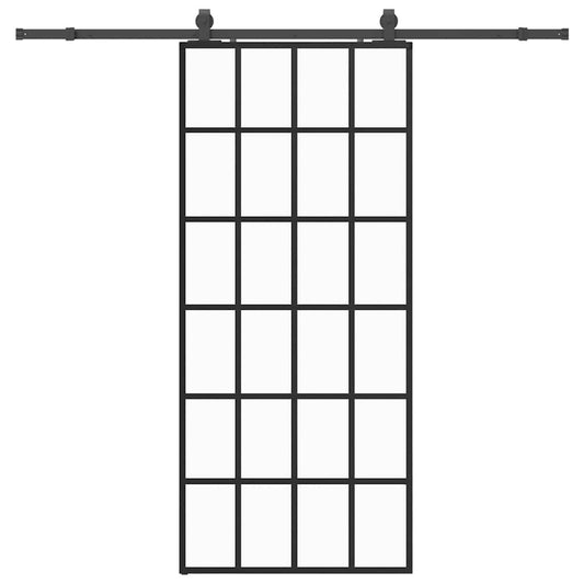 Sliding Door with Hardware Set Black 90x205 cm ESG Glass