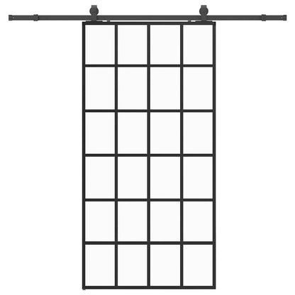 Sliding Door with Hardware Set Black 102x205 cm ESG Glass