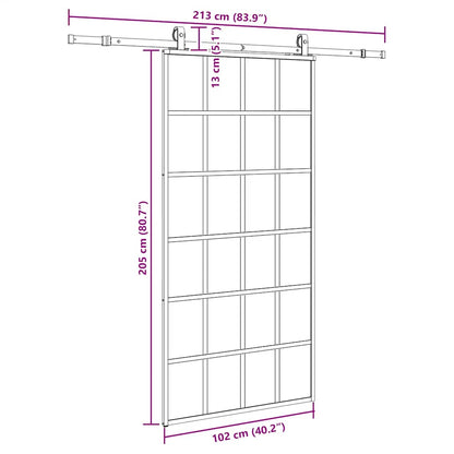 Sliding Door with Hardware Set Black 102x205 cm ESG Glass