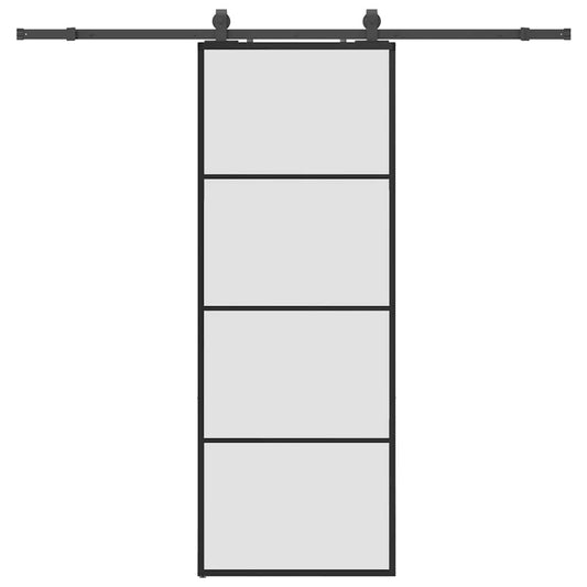 Sliding Door with Hardware Set Black 76x205 cm ESG Glass