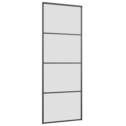 Sliding Door with Hardware Set Black 76x205 cm ESG Glass