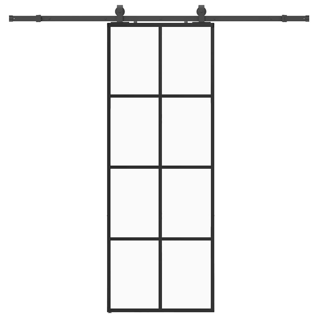 Sliding Door with Hardware Set Black 76x205 cm ESG Glass