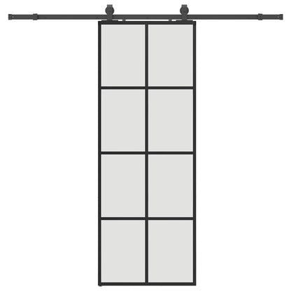 Sliding Door with Hardware Set Black 76x205 cm ESG Glass