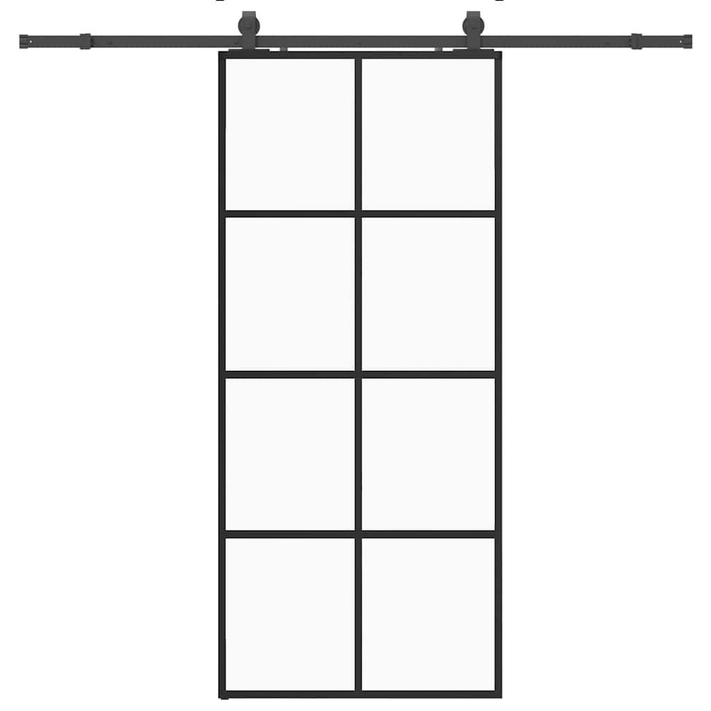 Sliding Door with Hardware Set Black 90x205 cm ESG Glass