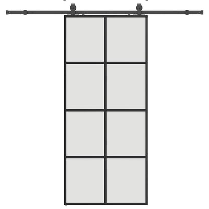 Sliding Door with Hardware Set Black 90x205 cm ESG Glass