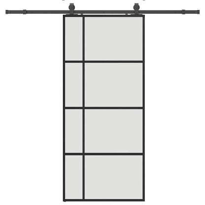 Sliding Door with Hardware Set Black 90x205 cm ESG Glass