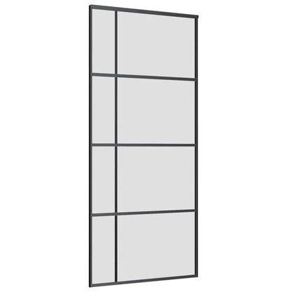 Sliding Door with Hardware Set Black 90x205 cm ESG Glass