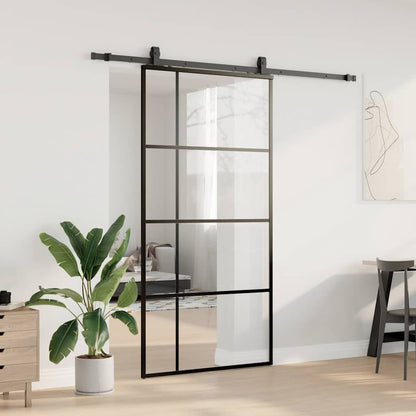 Sliding Door with Hardware Set Black 102.5x205 cm ESG Glass