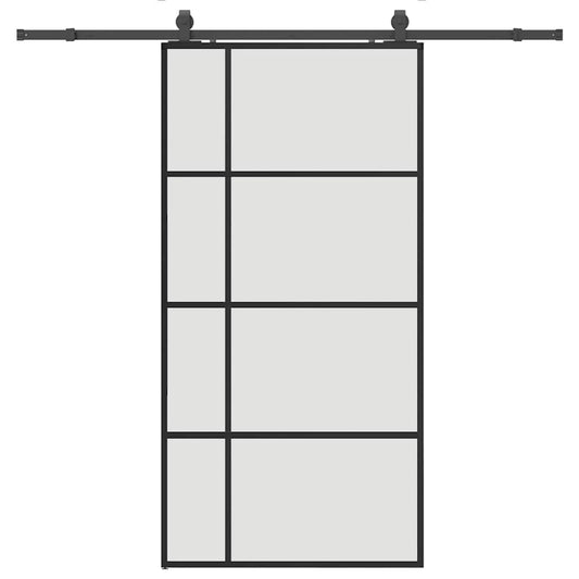 Sliding Door with Hardware Set Black 102.5x205 cm ESG Glass