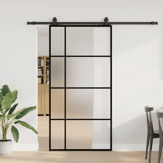 Sliding Door with Hardware Set Black 102.5x205 cm ESG Glass