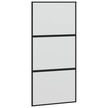 Sliding Door with Hardware Set Black 102.5x205 cm Tempered Glass