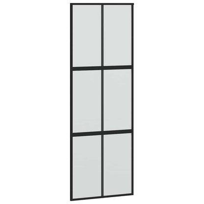 Sliding Door with Hardware Set Black 76x205 cm Tempered Glass