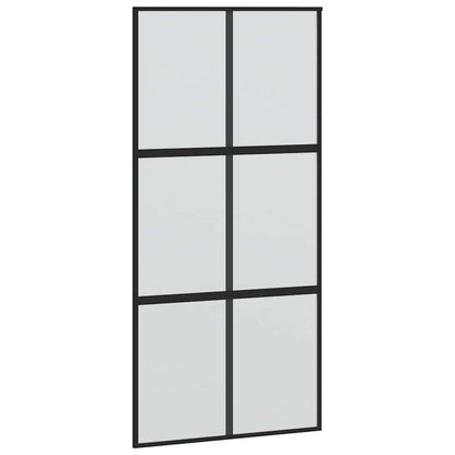 Sliding Door with Hardware Set Black 102.5x205 cm Tempered Glass