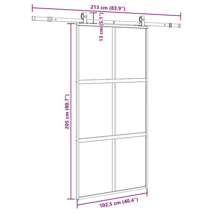 Sliding Door with Hardware Set Black 102.5x205 cm Tempered Glass