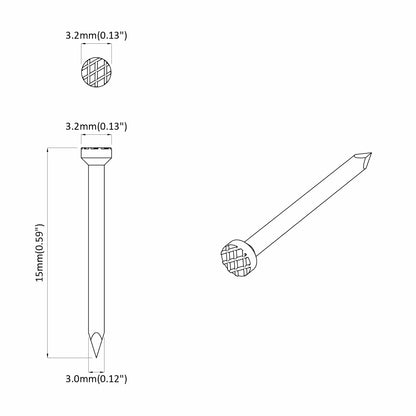 Nails for Wood 2 pcs Silver Ø 3 x 15 mm Metal