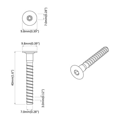 Head Cap Screw 12 pcs Silver M7 x 40 mm Steel
