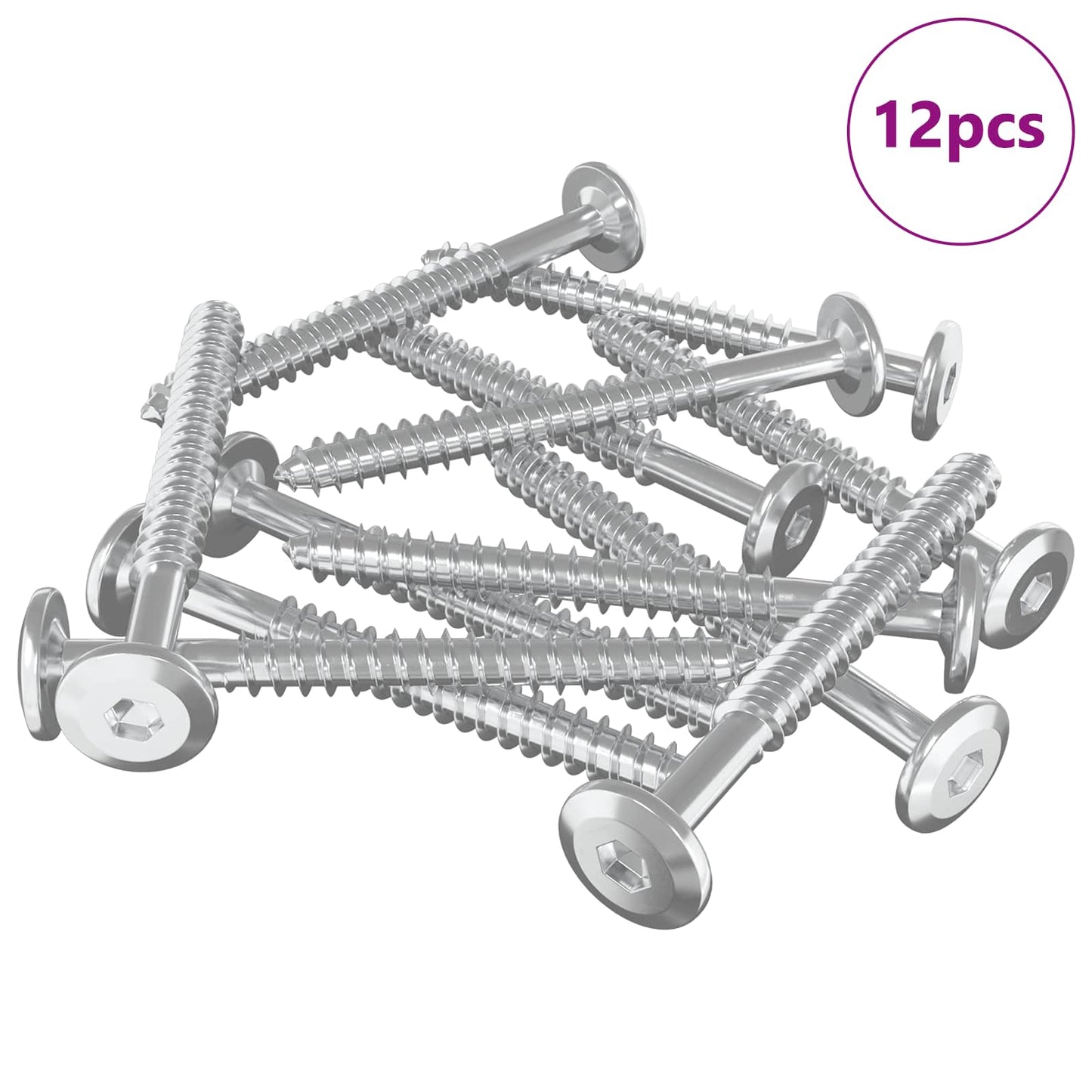 Wood Screws 12 pcs Silver M6 x 70 mm Steel