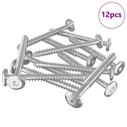 Wood Screws 12 pcs Silver M6 x 70 mm Steel