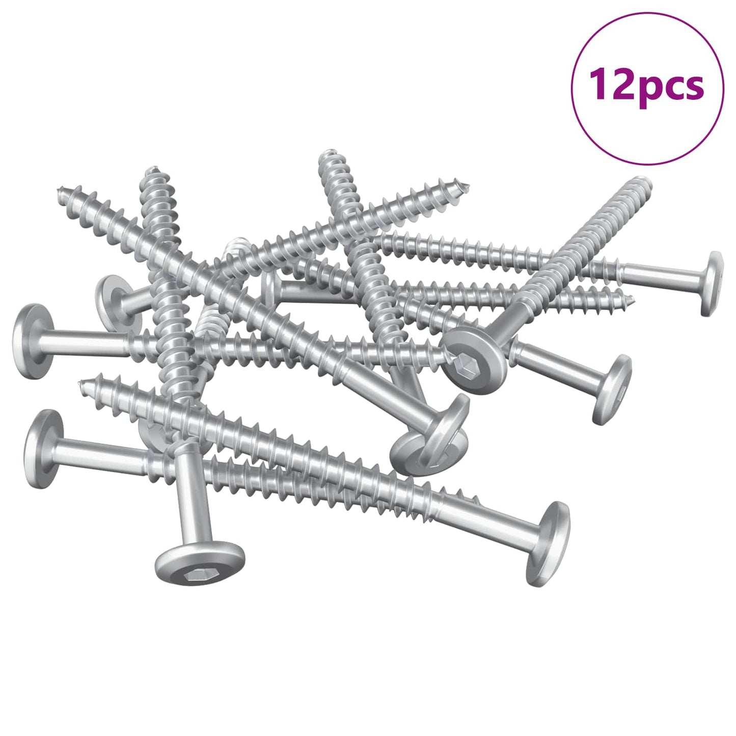 Wood Screws 12 pcs Silver M6 x 70 mm Steel