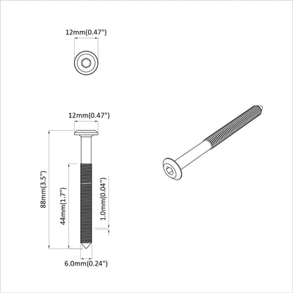 Furniture Screws 12 pcs Silver M6 x 85 mm Steel