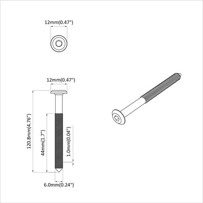 Furniture Screws 12 pcs Silver M6 x 100 mm Steel