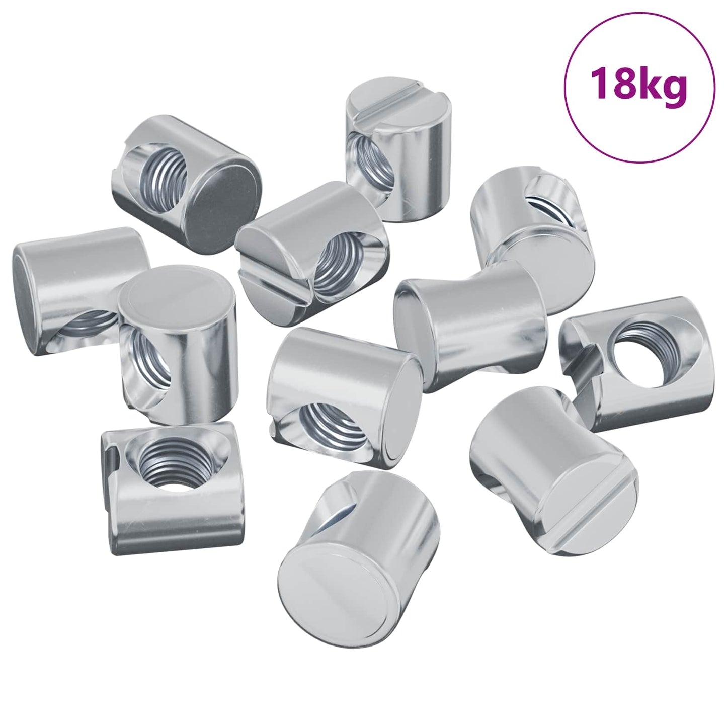 Barrel Nuts 4500 pcs Silver M6 x 12 mm Metal