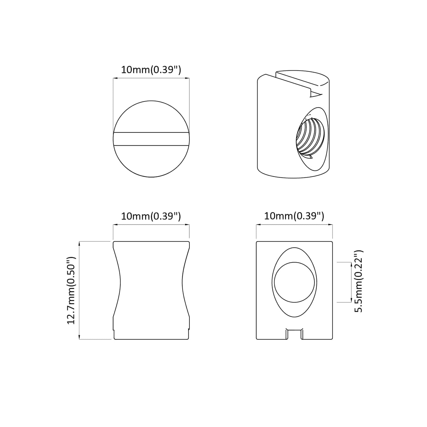 Barrel Nut 3462 pcs Silver M6 x 13 mm Iron