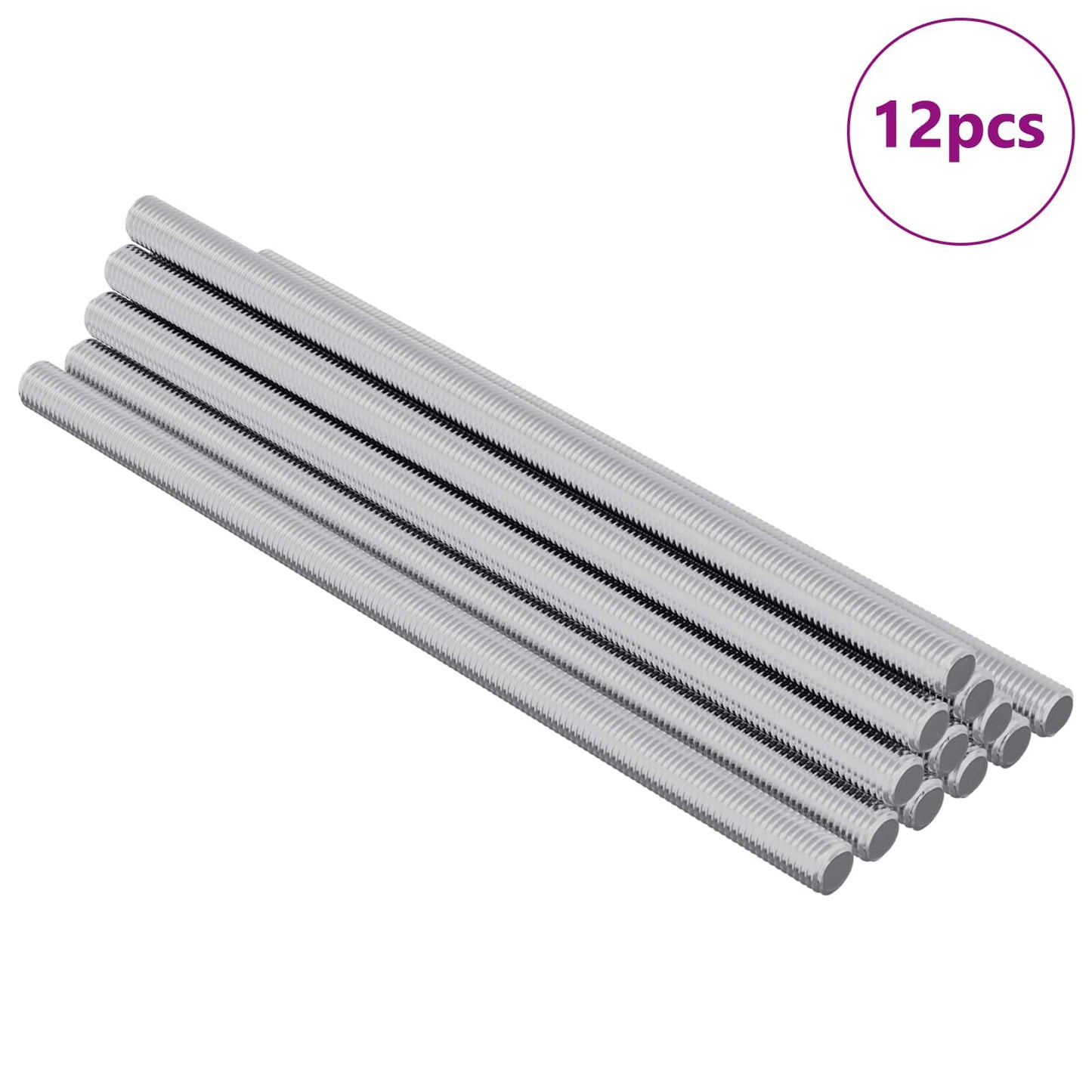 Threaded Rod 12 pcs Silver 6 x 120 mm Steel
