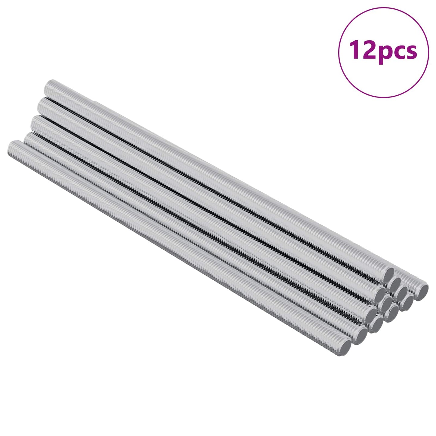 Threaded Rod 12 pcs Silver 6 x 135 mm Steel