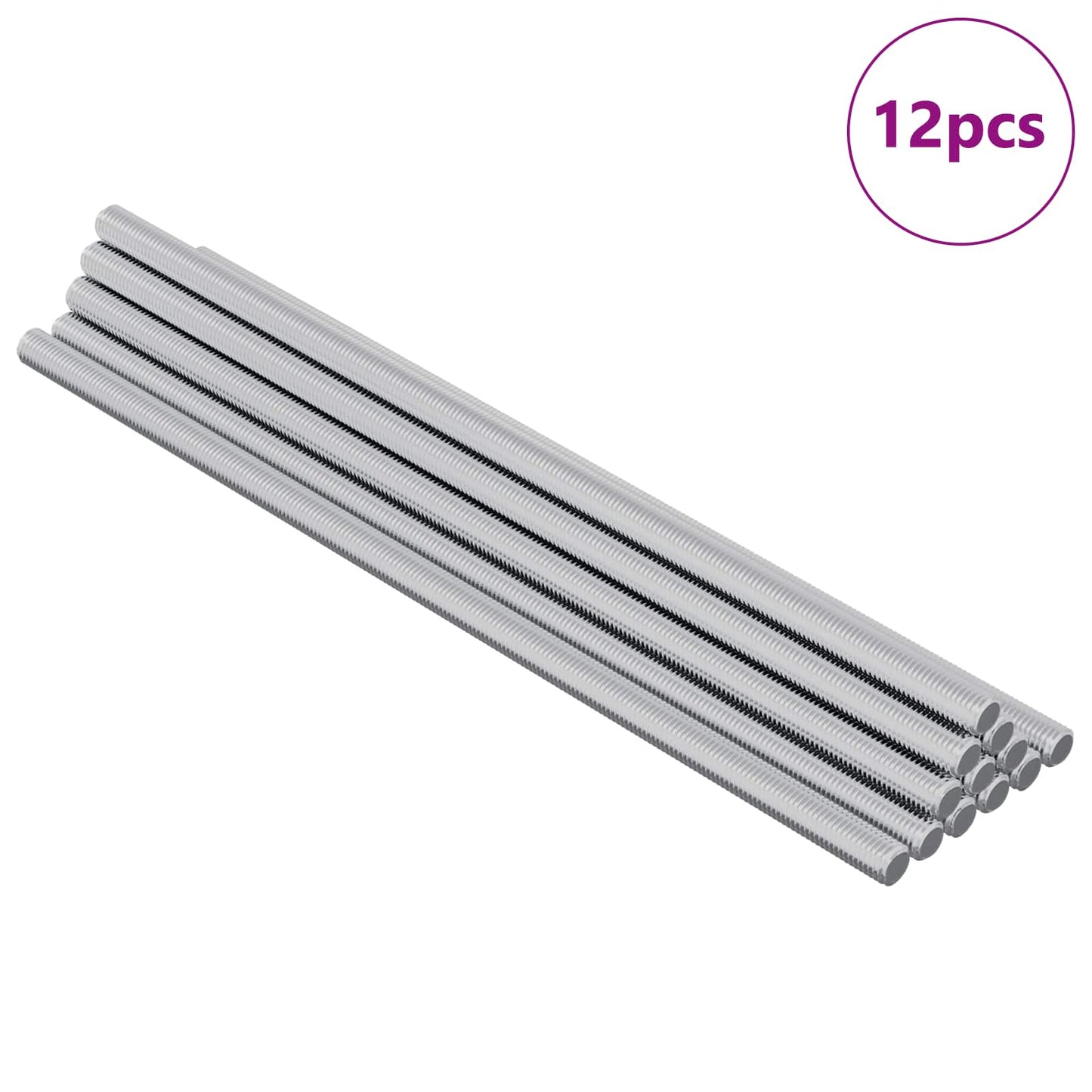 Threaded Rod 12 pcs Silver 6 x 170 mm Steel